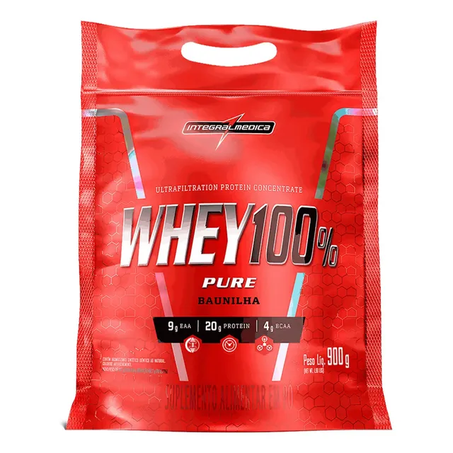 Whey 100% Pure Integralmédica sabor Baunilha 900g
